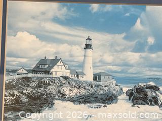 MaxSold Auction: Vintage Lighthouse Seascape Ocean Waves Original Picture Framed Portland Headlight Cape Elizabeth. Picture Mal 624 - Campbell (California, USA) SELLER MANAGED Downsizing Online Auction - Dell Avenue