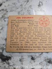MaxSold Auction: 1950 BOWMAN "JOE COLEMAN" Baseball Card  - Kingston (Ontario, Canada) SELLER MANAGED Downsizing Online Auction - Morenz Cresecent