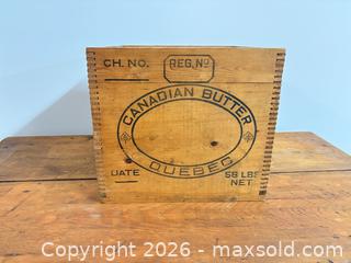MaxSold Auction: Antique Quebec Butter Advertising Box lot 408 - Ottawa (Ontario, Canada) SELLER MANAGED Downsizing Online Auction -  Cinnabar