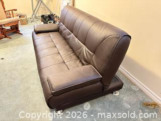 MaxSold Auction: Brown Leather Futon lot 677 - Ottawa (Ontario, Canada) SELLER MANAGED Downsizing Online Auction -  Cinnabar