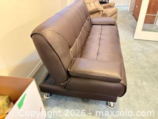 MaxSold Auction: Brown Leather Futon lot 677 - Ottawa (Ontario, Canada) SELLER MANAGED Downsizing Online Auction -  Cinnabar