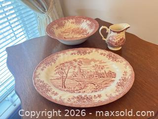 MaxSold Auction: Churchill Staffordshire pitcher, basin, and plate set - Ottawa (Ontario, Canada) SELLER MANAGED Downsizing Online Auction -  Cinnabar