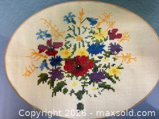 MaxSold Auction: Flower needle point artwork  - Ottawa (Ontario, Canada) SELLER MANAGED Downsizing Online Auction -  Cinnabar