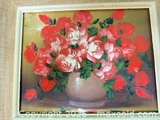 MaxSold Auction: Flowers in vase unsigned oil painting  - Ottawa (Ontario, Canada) SELLER MANAGED Downsizing Online Auction -  Cinnabar