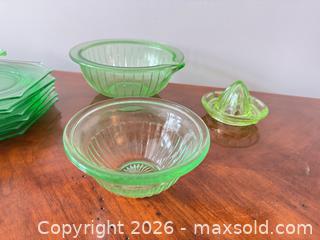 MaxSold Auction: Green depression glass lot  - Ottawa (Ontario, Canada) SELLER MANAGED Downsizing Online Auction -  Cinnabar