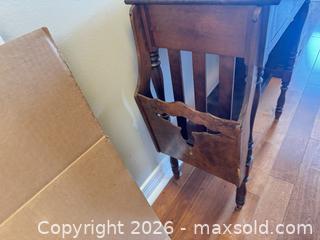 MaxSold Auction: Magazine rack entry table  - Ottawa (Ontario, Canada) SELLER MANAGED Downsizing Online Auction -  Cinnabar