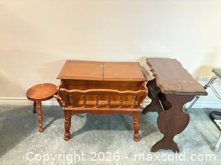 MaxSold Auction: Maple coffee table, Walnut Magazine stand, and wooden stool lot 678 - Ottawa (Ontario, Canada) SELLER MANAGED Downsizing Online Auction -  Cinnabar