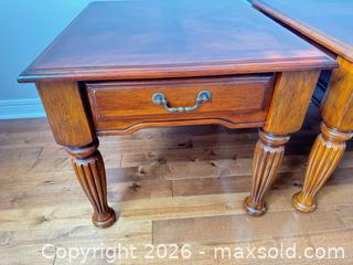MaxSold Auction: Pair of one drawer living room side tables  - Ottawa (Ontario, Canada) SELLER MANAGED Downsizing Online Auction -  Cinnabar