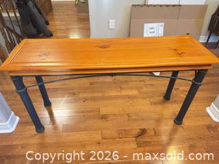 MaxSold Auction: Pine sofa table with medal base  - Ottawa (Ontario, Canada) SELLER MANAGED Downsizing Online Auction -  Cinnabar