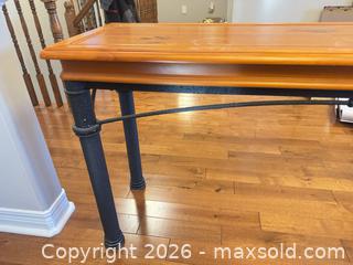MaxSold Auction: Pine sofa table with medal base  - Ottawa (Ontario, Canada) SELLER MANAGED Downsizing Online Auction -  Cinnabar