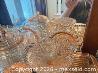 MaxSold Auction: Pink depression glass lot  - Ottawa (Ontario, Canada) SELLER MANAGED Downsizing Online Auction -  Cinnabar