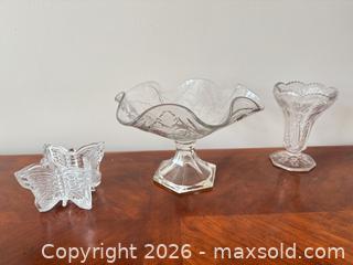 MaxSold Auction: Pressed glass butterfly pattern glassware lot  - Ottawa (Ontario, Canada) SELLER MANAGED Downsizing Online Auction -  Cinnabar