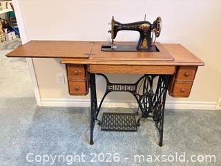MaxSold Auction: Singer Treadle Sewing Machine  - Ottawa (Ontario, Canada) SELLER MANAGED Downsizing Online Auction -  Cinnabar