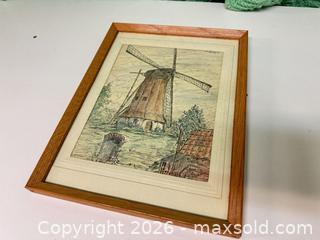 MaxSold Auction: Tony terklenburg 1977 original drawing of windmill  - Ottawa (Ontario, Canada) SELLER MANAGED Downsizing Online Auction -  Cinnabar