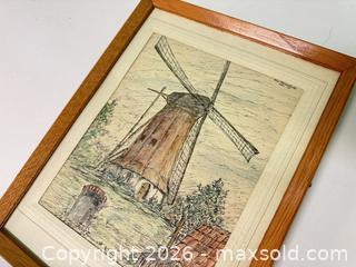 MaxSold Auction: Tony terklenburg 1977 original drawing of windmill  - Ottawa (Ontario, Canada) SELLER MANAGED Downsizing Online Auction -  Cinnabar
