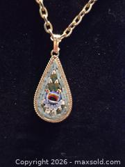 MaxSold Auction: Italian Mosaic Pendant on Gold tone Chain - Toronto (Ontario, Canada) SELLER MANAGED Downsizing Online Auction - McAdam Avenue