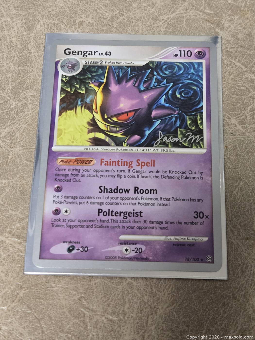 gengar pokemon card champion Pokémon Lv.43 18/100 World Championships 2009 Darkness Void Gale (230) Move an Energy from this Pokemon to 1 of your Benched Pokemon. Gengar EX from 2016 Japanese