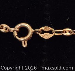 MaxSold Auction: Solid marked 18kt gold necklace 48 cm long weighs 5grams - Toronto (Ontario, Canada) SELLER MANAGED Downsizing Online Auction - McAdam Avenue