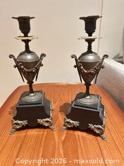 MaxSold Auction: Pair of Victorian Bronze/Brass Candlestick Holders - Ancaster (Ontario, Canada) SELLER MANAGED Downsizing Online Auction - Galley Rd