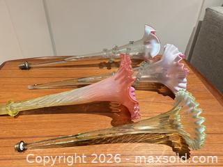 MaxSold Auction: Victorian-Style Glass Epergne Trumpet Bud Vases only (Mixed Lot) - Ancaster (Ontario, Canada) SELLER MANAGED Downsizing Online Auction - Galley Rd