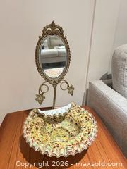 MaxSold Auction: Victorian-Style Hand-Blown Glass Brides Bowl with Mirror - Ancaster (Ontario, Canada) SELLER MANAGED Downsizing Online Auction - Galley Rd