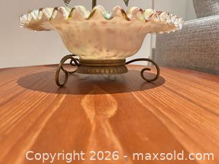 MaxSold Auction: Victorian-Style Hand-Blown Glass Brides Bowl with Mirror - Ancaster (Ontario, Canada) SELLER MANAGED Downsizing Online Auction - Galley Rd