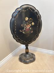MaxSold Auction: Victorian tilt table with mother of pearl inlay and hand painted details - Ancaster (Ontario, Canada) SELLER MANAGED Downsizing Online Auction - Galley Rd