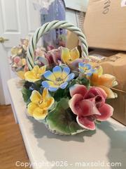 MaxSold Auction: Capodimonte Porcelain Flower Basket, Multicolor, Made in Italy - New Westminster (British Columbia, Canada) SELLER MANAGED Estate Sale Online Auction - Jamieson Court
