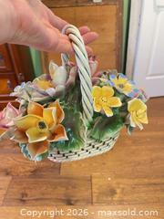 MaxSold Auction: Capodimonte Porcelain Flower Basket, Multicolor, Made in Italy - New Westminster (British Columbia, Canada) SELLER MANAGED Estate Sale Online Auction - Jamieson Court