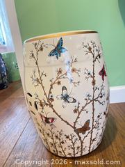 MaxSold Auction: Cream Multicolor Ceramic Chinese Garden Stool with Butterflies - New Westminster (British Columbia, Canada) SELLER MANAGED Estate Sale Online Auction - Jamieson Court