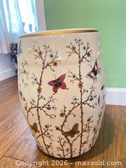 MaxSold Auction: Cream Multicolor Ceramic Chinese Garden Stool with Butterflies - New Westminster (British Columbia, Canada) SELLER MANAGED Estate Sale Online Auction - Jamieson Court
