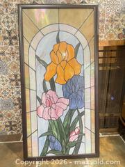 MaxSold Auction: Floral Stained Glass Panel in Wood Frame - New Westminster (British Columbia, Canada) SELLER MANAGED Estate Sale Online Auction - Jamieson Court