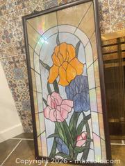 MaxSold Auction: Floral Stained Glass Panel in Wood Frame - New Westminster (British Columbia, Canada) SELLER MANAGED Estate Sale Online Auction - Jamieson Court