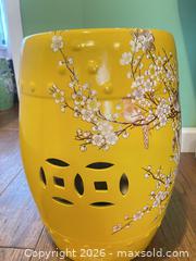 MaxSold Auction: Green Ceramic Asian-Style Garden Stool with Bird & Floral Design - New Westminster (British Columbia, Canada) SELLER MANAGED Estate Sale Online Auction - Jamieson Court