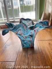 MaxSold Auction: Handmade Turquoise Red Blue Art Glass Centerpiece - New Westminster (British Columbia, Canada) SELLER MANAGED Estate Sale Online Auction - Jamieson Court