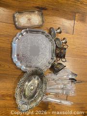 MaxSold Auction: Mixed Metal Silver-Plated Serving Set with Trays, Bowl & Flatware - New Westminster (British Columbia, Canada) SELLER MANAGED Estate Sale Online Auction - Jamieson Court