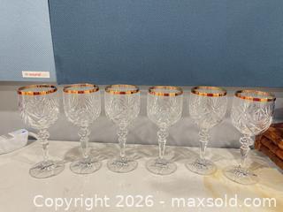 MaxSold Auction: Set of 6 Cut Crystal Wine Glasses with Gold Rim - New Westminster (British Columbia, Canada) SELLER MANAGED Estate Sale Online Auction - Jamieson Court