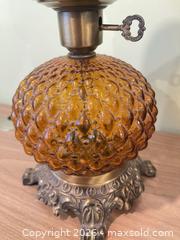 MaxSold Auction: Vintage Amber Glass and Brass Table Lamp - New Westminster (British Columbia, Canada) SELLER MANAGED Estate Sale Online Auction - Jamieson Court