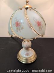 MaxSold Auction: Vintage Porcelain Touch Table Lamp with Glass Shade and Brass-Tone Metal - Upper Darby Township (Pennsylvania, USA) SELLER MANAGED Estate Sale Online Auction - State Road (CONDO)