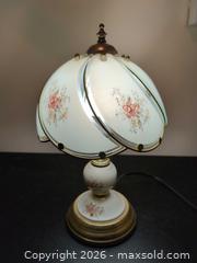 MaxSold Auction: Vintage Porcelain Touch Table Lamp with Glass Shade and Brass-Tone Metal - Upper Darby Township (Pennsylvania, USA) SELLER MANAGED Estate Sale Online Auction - State Road (CONDO)