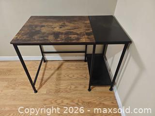 MaxSold Auction: Black and Brown Metal Frame Desk with Lower Shelf - Toronto (Ontario, Canada) SELLER MANAGED Moving Online Auction - Enfield Avenue