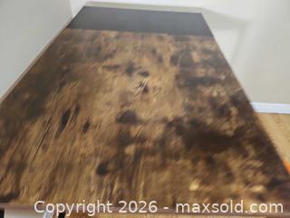MaxSold Auction: Black and Brown Metal Frame Desk with Lower Shelf - Toronto (Ontario, Canada) SELLER MANAGED Moving Online Auction - Enfield Avenue