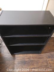 MaxSold Auction: Black Engineered Wood Bookshelf 30-32in W x 34-36in H x 11-12in D - Toronto (Ontario, Canada) SELLER MANAGED Moving Online Auction - Enfield Avenue