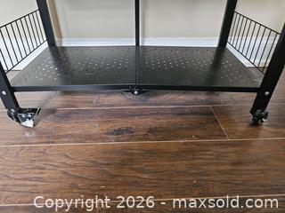 MaxSold Auction: Black Metal Folding Shelving Unit with 4 Shelves on Casters - Toronto (Ontario, Canada) SELLER MANAGED Moving Online Auction - Enfield Avenue