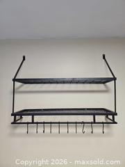 MaxSold Auction: Black Metal Wall-Mounted Pot Rack with 2 Shelves - Toronto (Ontario, Canada) SELLER MANAGED Moving Online Auction - Enfield Avenue