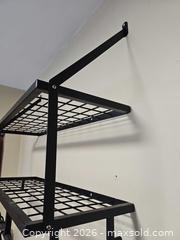 MaxSold Auction: Black Metal Wall-Mounted Pot Rack with 2 Shelves - Toronto (Ontario, Canada) SELLER MANAGED Moving Online Auction - Enfield Avenue