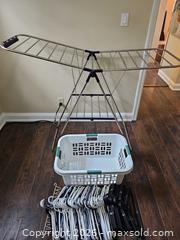 MaxSold Auction: Clothes Drying Rack, Laundry Basket & Hangers Set - Toronto (Ontario, Canada) SELLER MANAGED Moving Online Auction - Enfield Avenue