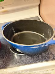 MaxSold Auction: Enameled Cast Iron Dutch Ovens, 5–6 qt, Red/Blue - Toronto (Ontario, Canada) SELLER MANAGED Moving Online Auction - Enfield Avenue