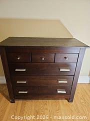 MaxSold Auction: Espresso Solid Wood Dresser / Chest of Drawers - 40 x 36 x 18 - Toronto (Ontario, Canada) SELLER MANAGED Moving Online Auction - Enfield Avenue