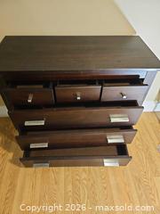 MaxSold Auction: Espresso Solid Wood Dresser / Chest of Drawers - 40 x 36 x 18 - Toronto (Ontario, Canada) SELLER MANAGED Moving Online Auction - Enfield Avenue